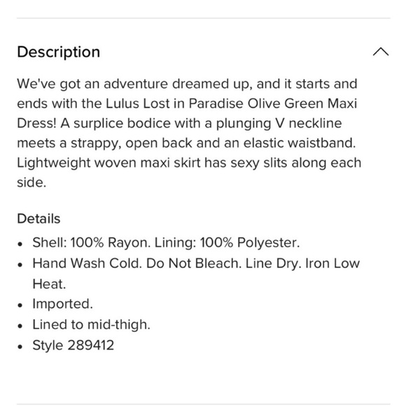 Lulu's Lost In Paradise Olive Green Maxi Dress. Medium. NWT. - Picture 16 of 16